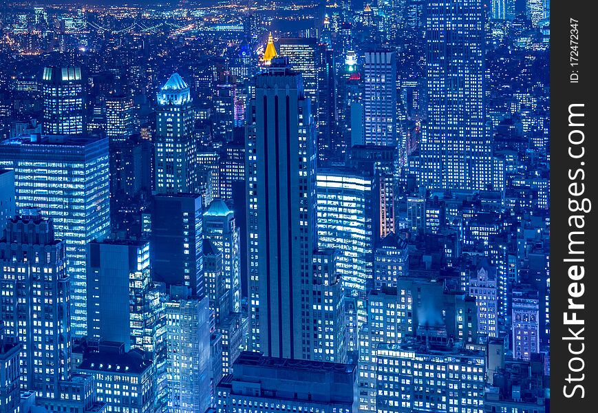 View Of New York Manhattan During Sunset Hours