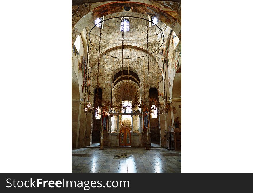 The interior of the old Orthodox monastery