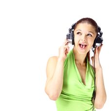 Woman Listening To Music Stock Photo Woman Listening To Music Stock Photo