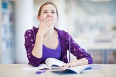 Pretty Female College Student In A Library Royalty Free Stock Photo Pretty Female College Student In A Library Royalty Free Stock Photo