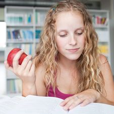Pretty Female College Student In A Library Stock Photos Pretty Female College Student In A Library Stock Photos