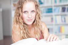 Pretty Female College Student In A Library Stock Photo Pretty Female College Student In A Library Stock Photo