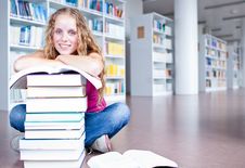 Pretty Female College Student In A Library Stock Image Pretty Female College Student In A Library Stock Image