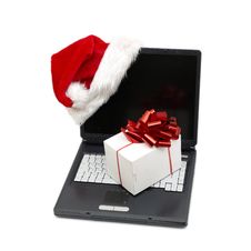 Santa Hat On A Laptop Royalty Free Stock Photo Santa Hat On A Laptop Royalty Free Stock Photo