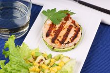 Grilled Salmon And Zucchini With Salad Royalty Free Stock Photos Grilled Salmon And Zucchini With Salad Royalty Free Stock Photos