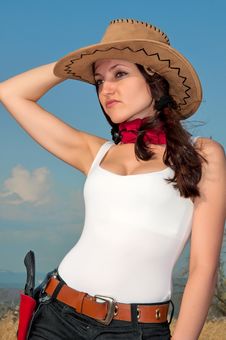 Girl In A Cowboy Hat Royalty Free Stock Photography Girl In A Cowboy Hat Royalty Free Stock Photography