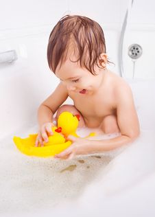 Little Boy Taking A Bath Royalty Free Stock Photography