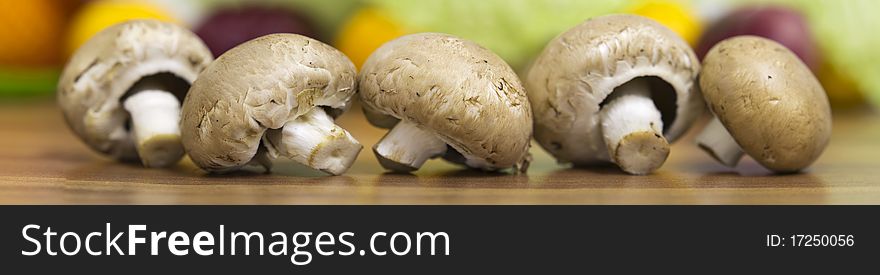 Five Brown Mushrooms