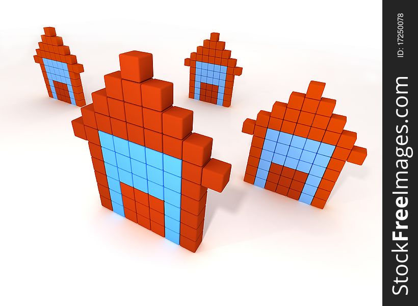 3d Buildings Like Computer Icon