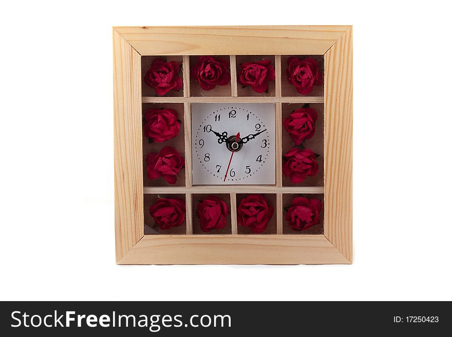 Romantic style clock isolated on white background.