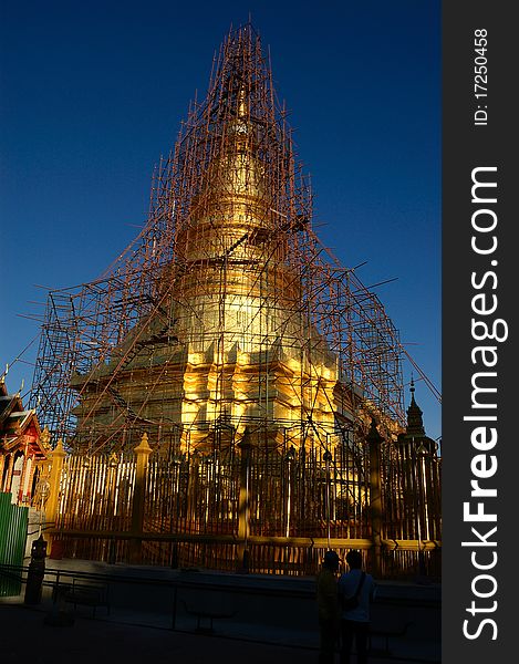 Repair gold temple in Chiang Mai thailand