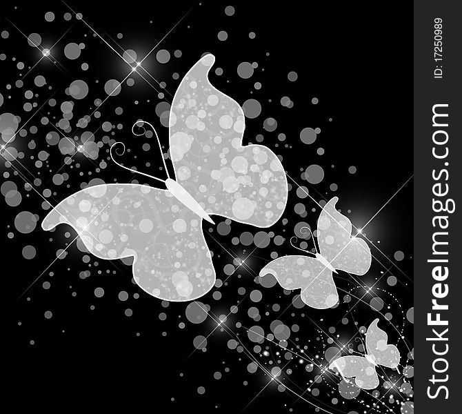 Abstract glamour butterfly on black background