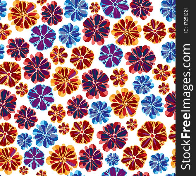 Seamless flowers background, vector pattern