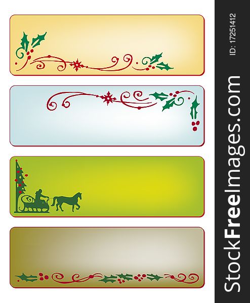 Christmas banners in four different natural colors