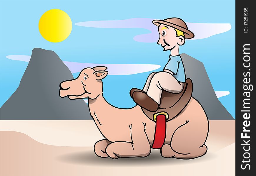 Tourist ready to riding Camel safari through desert sand. Tourist ready to riding Camel safari through desert sand