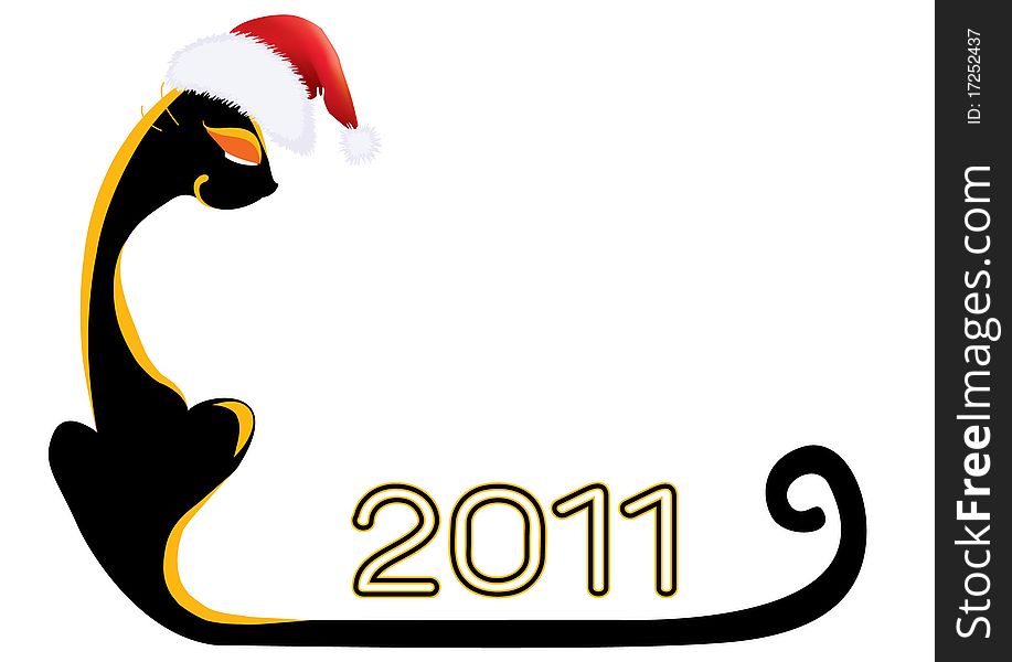 New year cat .Vector image for design. New year cat .Vector image for design