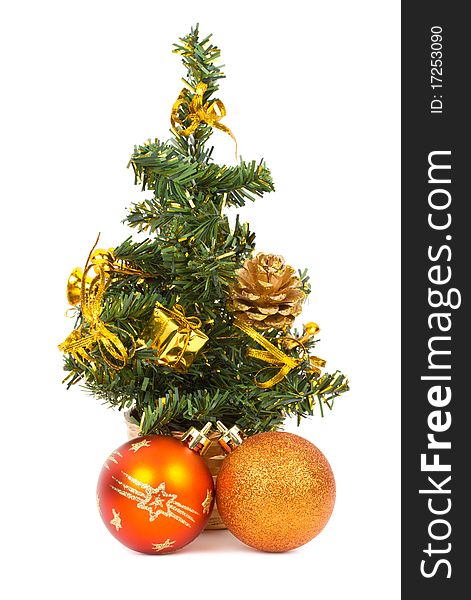 Decorated christmas tree, isolated on white