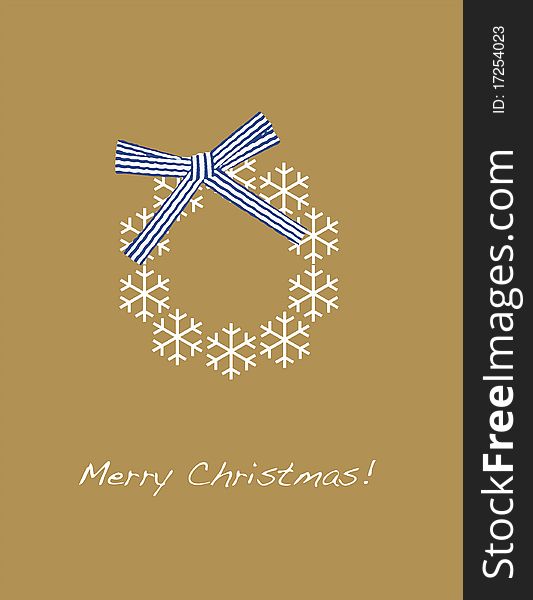 Christmas wreath composed of snowflakes and a ribbon on a simple background. Christmas wreath composed of snowflakes and a ribbon on a simple background