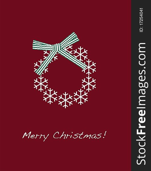 Christmas wreath composed of snowflakes and a ribbon on a simple background. Christmas wreath composed of snowflakes and a ribbon on a simple background