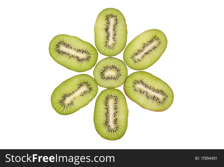 Fresh Kiwi fruits slices isolated on white background