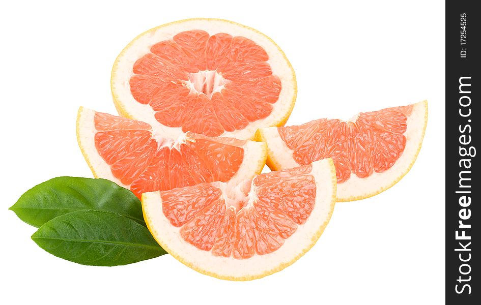 Peaces of red grapefruit