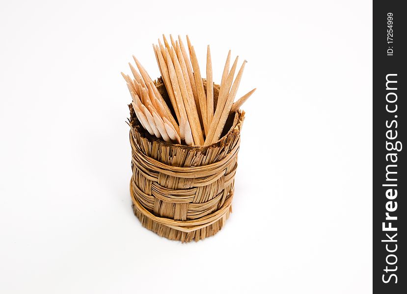 Wooden toothpick with holders, isolated on white