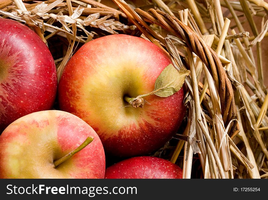 Closeup of Apples in a basket