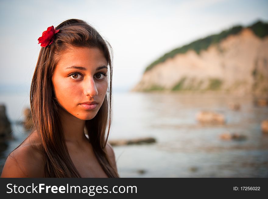Girl posing on the abandoned beach. Girl posing on the abandoned beach