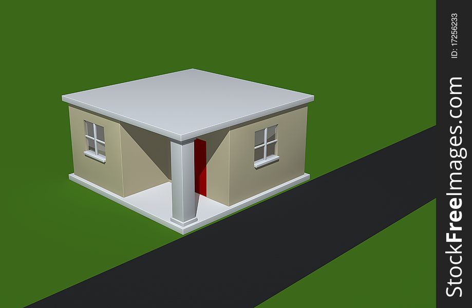 3d rendered illustration with a house