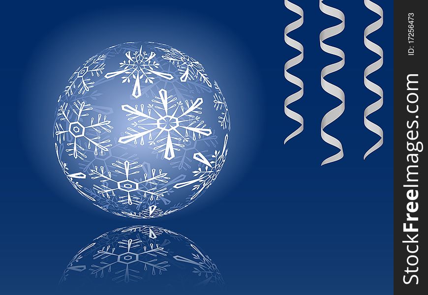 Blue shiny snowflakes ball illustration