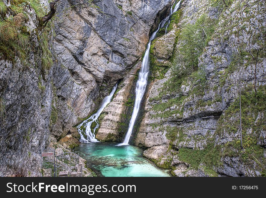 A photo of most know waterfall in Slovenia. A photo of most know waterfall in Slovenia