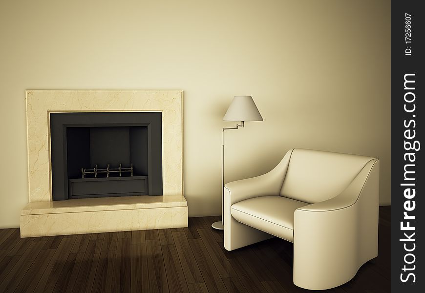 Modern comfortable interior, 3d image.