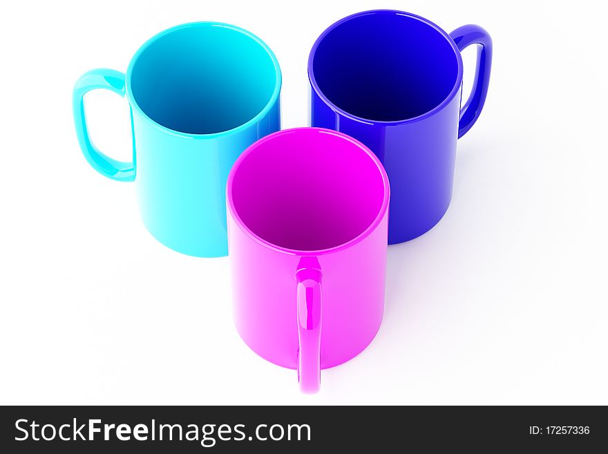 Three Isolated Empty Mugs