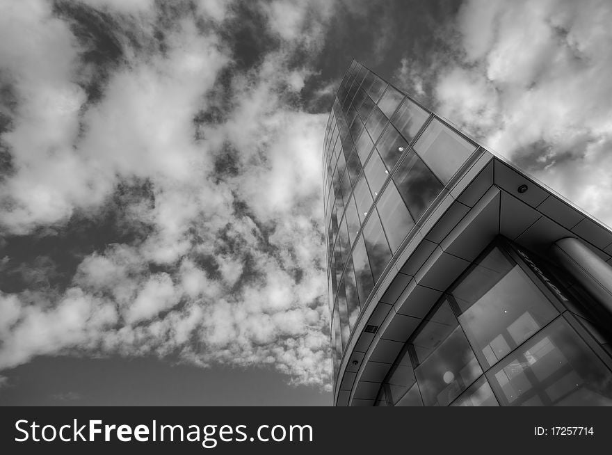 Modern building in london in black and white