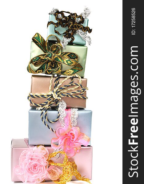 Beautifull christmas gift boxes, on a white background