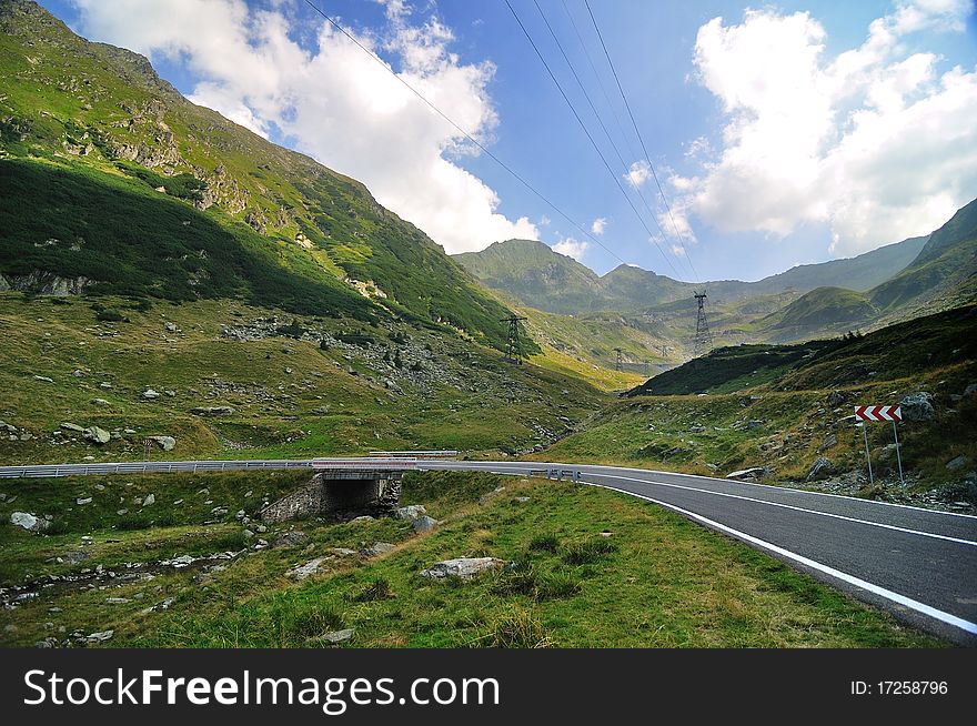 Mountain landscape with road in Romania. Mountain landscape with road in Romania