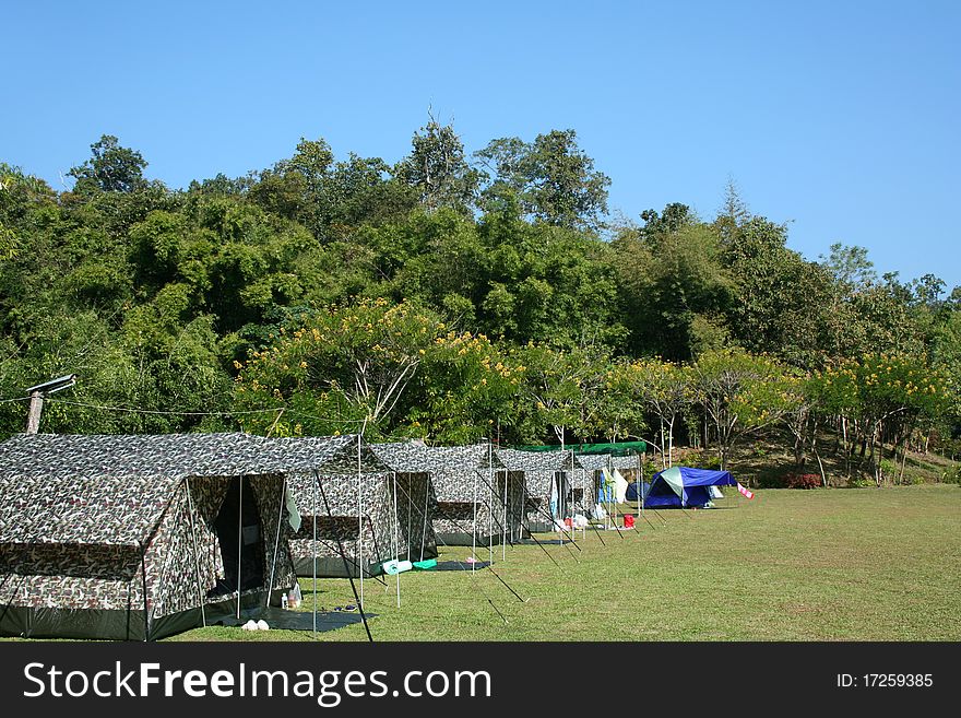 Camping ground in the national park in northern Thailand. Camping ground in the national park in northern Thailand.