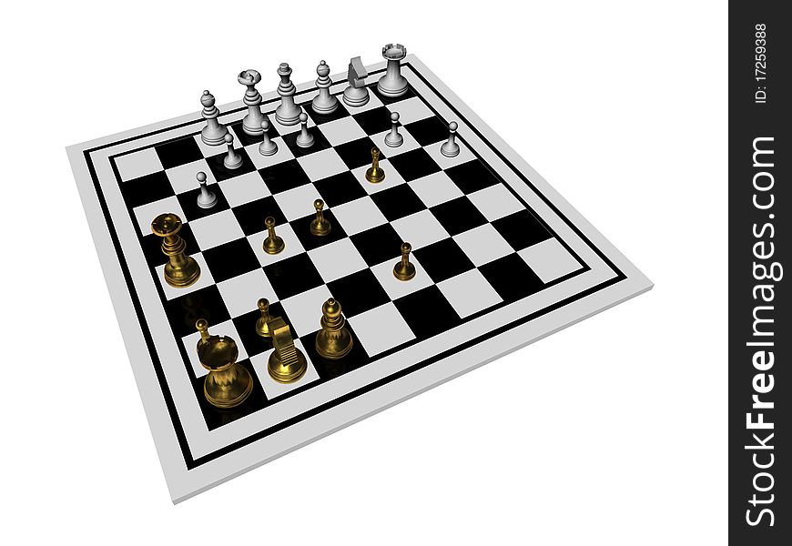 Chessboard with figures on Business Strategy - isolated