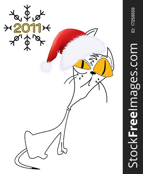 New year cat .Vector image for design. New year cat .Vector image for design