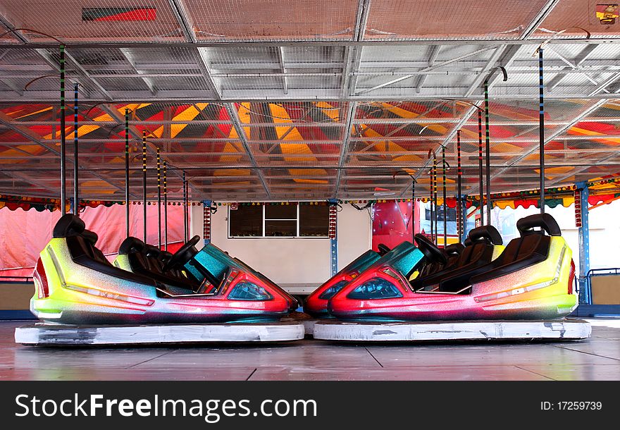 The Dodgem Cars on a Fun Fair Amusement Ride.