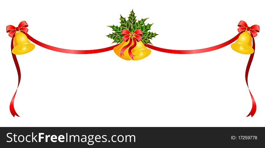 Christmas bluebell with bow on a white background