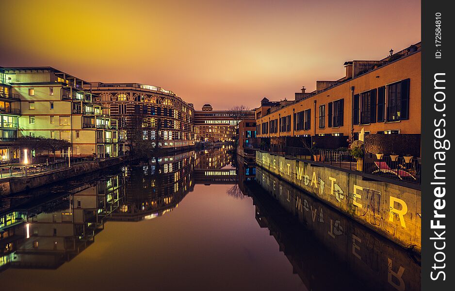 Beautiful Lights In Leipzig At Night, Sachsen, Germany