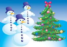 Christmas Tree And Snowman. Stock Photos Christmas Tree And Snowman. Stock Photos