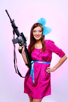Attractive And Sexy Spy Woman With Assault Rifle Stock Images Attractive And Sexy Spy Woman With Assault Rifle Stock Images