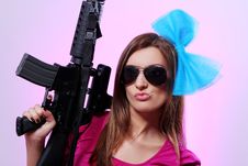 Attractive And Sexy Spy Woman With Assault Rifle Royalty Free Stock Photo Attractive And Sexy Spy Woman With Assault Rifle Royalty Free Stock Photo