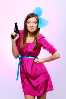 Attractive And Sexy Spy Woman With Assault Rifle Stock Images Attractive And Sexy Spy Woman With Assault Rifle Stock Images