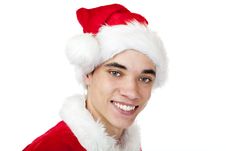 Happy Male Teenager Dressed As Santa Claus Stock Photography Happy Male Teenager Dressed As Santa Claus Stock Photography
