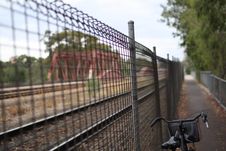 Bicycle Next To Rail Track Stock Photography Bicycle Next To Rail Track Stock Photography