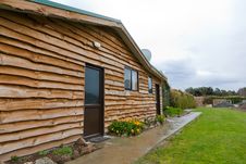 Log Cabin In Rural Area, Wide Angle View Stock Image Log Cabin In Rural Area, Wide Angle View Stock Image