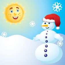 Snowman And The Sun. Stock Image Snowman And The Sun. Stock Image